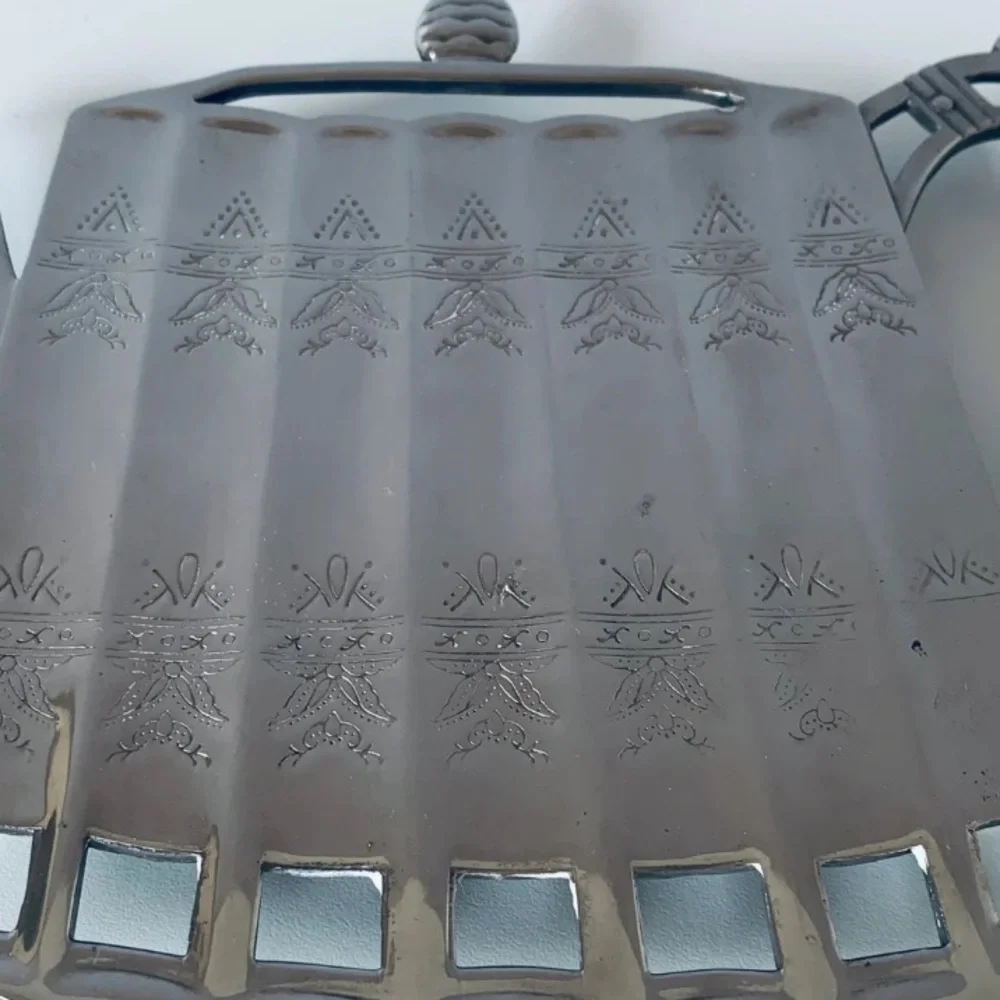 Vintage Pewter Teapot Trivet / Hot Plate – Art Nouveau Style Kitchen Decor